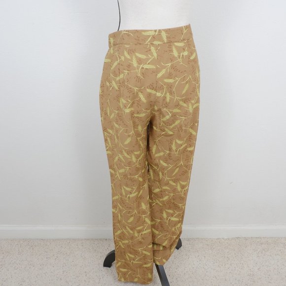 Paris Atelier & other stories Tan Yellow Floral High Waist Wide Leg SZ 6 Pants - Picture 9 of 10